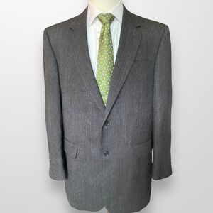 Jos A Bank Mens Sport Coat Brown‎ Herringbone Casual Blazer Wool Suit 43L